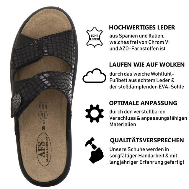 AFS-Schuhe 2808 Pantolette für Damen aus Leder mit Wechselfußbett, Made in Germany