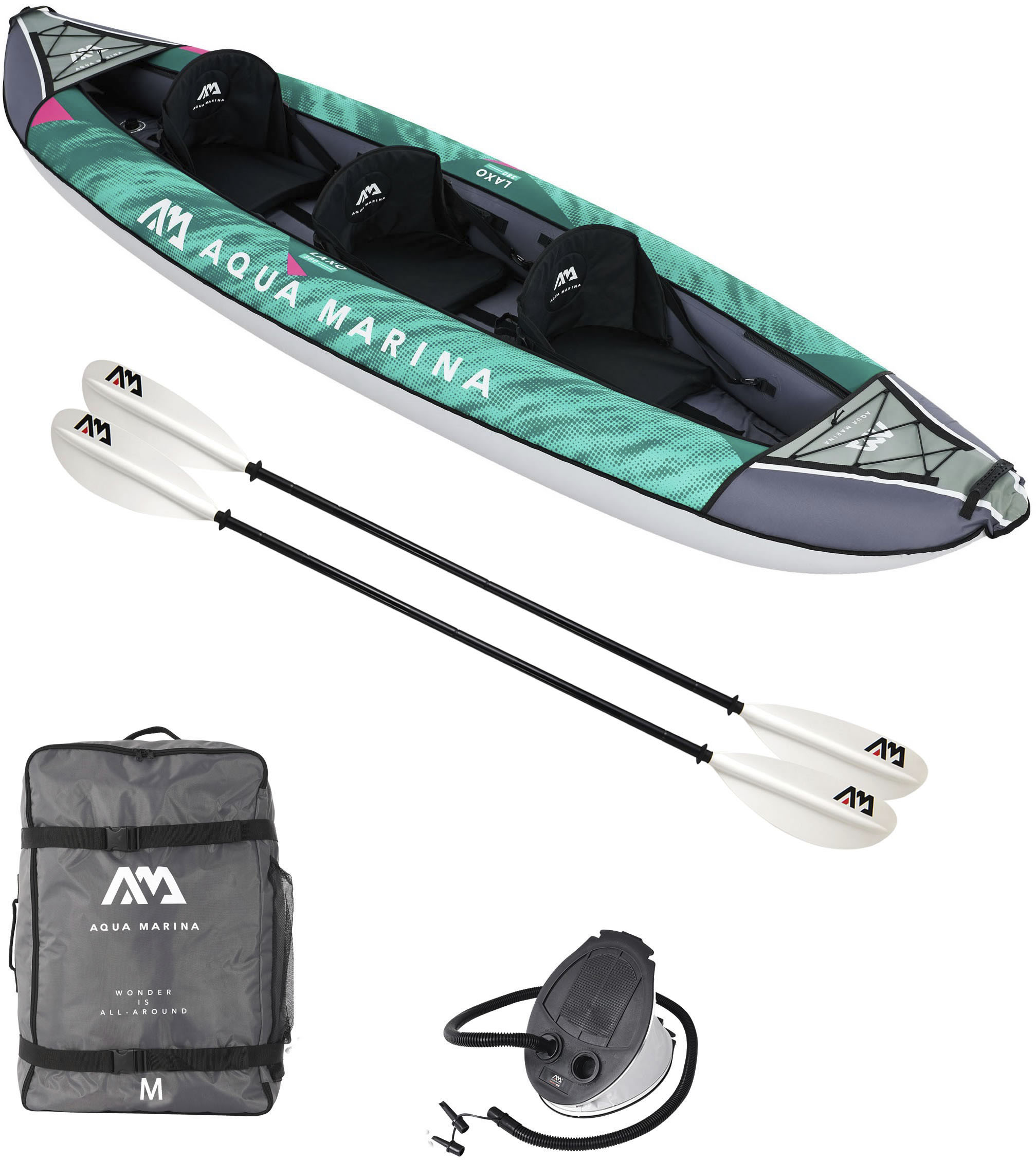 Aqua Marina Schlauchboot, (Set, 9 St., mit 2 Paddeln und Luftpumpe), Komplett Set mit Tragerucksack und Fußpumpe