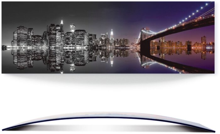 Artland Wandbild "New York Skyline nächtliche Reflektion", Amerika, (1 St.), 3D Optik gebogen