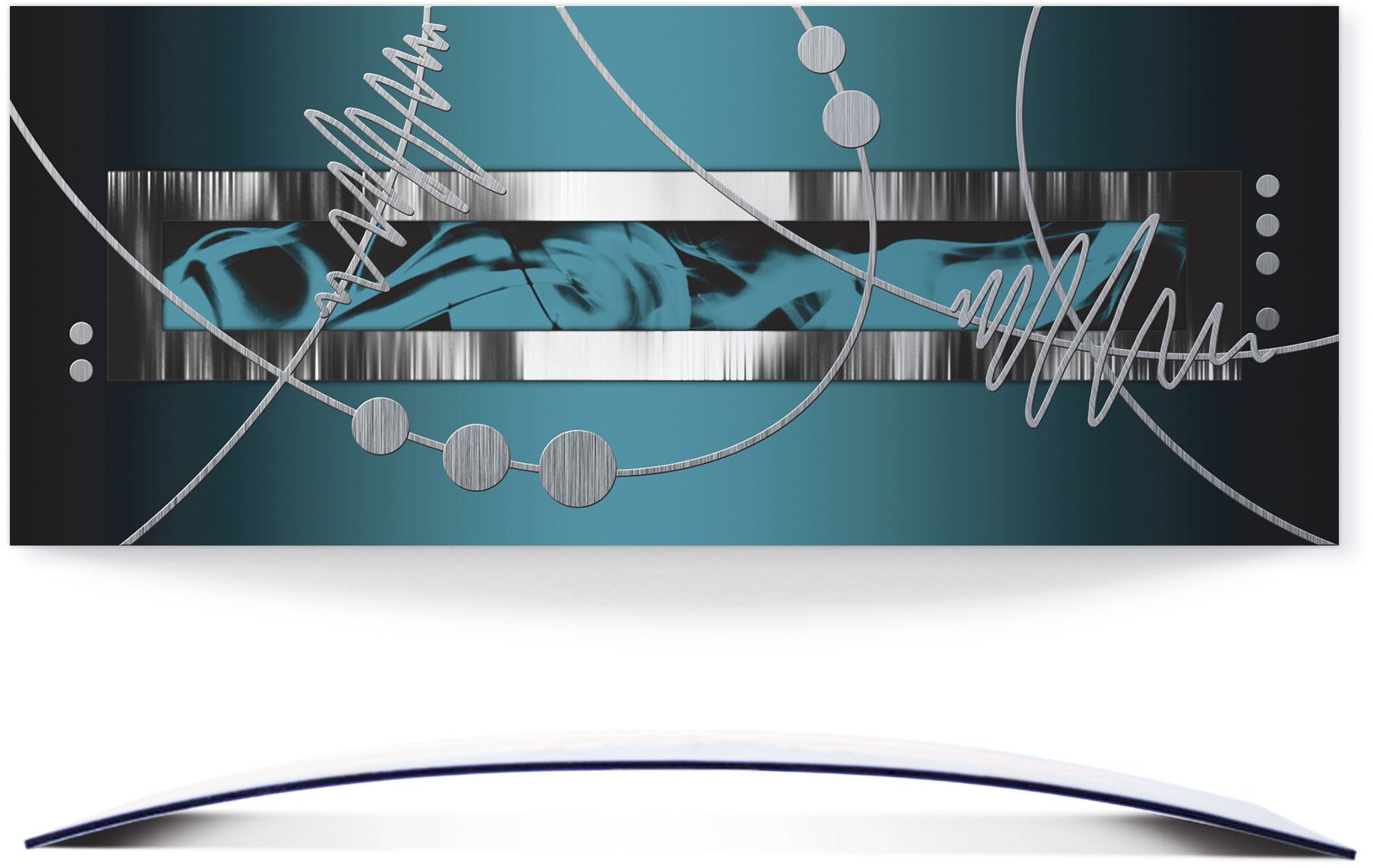 Artland Wandbild "Silber abstrakt auf petrol", Gegenstandslos, (1 St.), 3D Optik gebogen