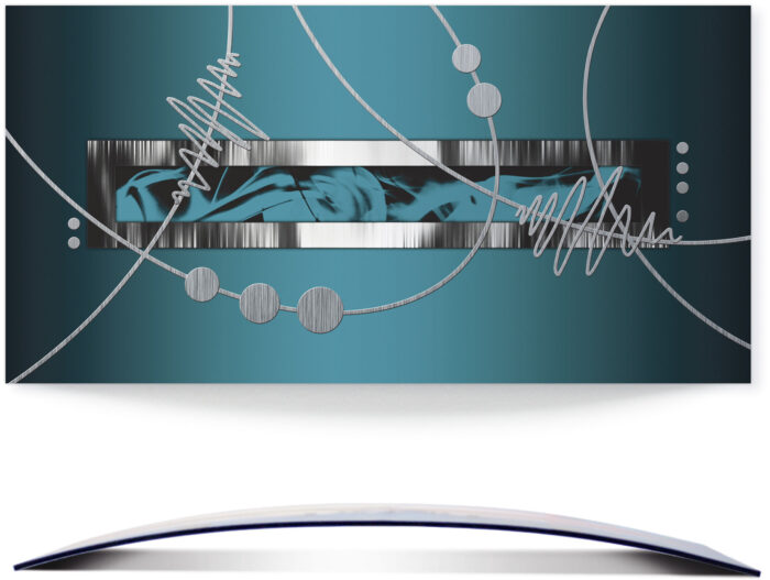 Artland Wandbild "Silber abstrakt auf petrol", Gegenstandslos, (1 St.), 3D Optik gebogen