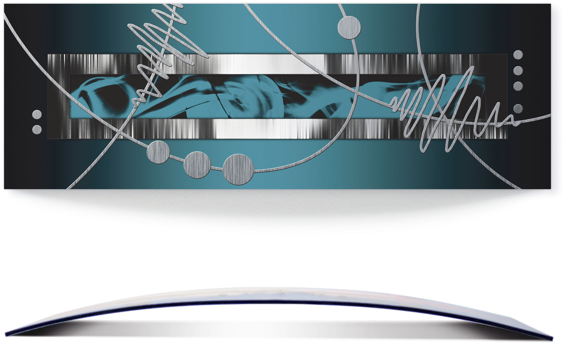 Artland Wandbild "Silber abstrakt auf petrol", Gegenstandslos, (1 St.), 3D Optik gebogen