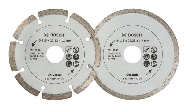 BOSCH Trennscheibe, (2 Stück), Für Fliesen und Baumaterial Diamanttrennscheibe - 115 mm - 2er-Pack