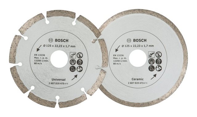 BOSCH Trennscheibe, (2 Stück), Für Fliesen und Baumaterial Diamanttrennscheibe - 125 mm - 2er-Pack