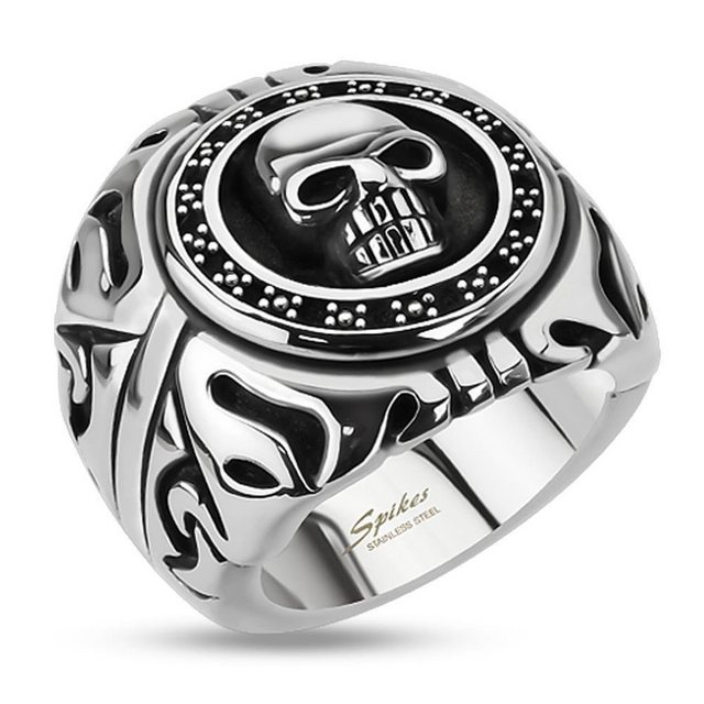 BUNGSA Fingerring Ring Totenkopf Silber aus Edelstahl Herren (Ring, 1-tlg), Damen Herren