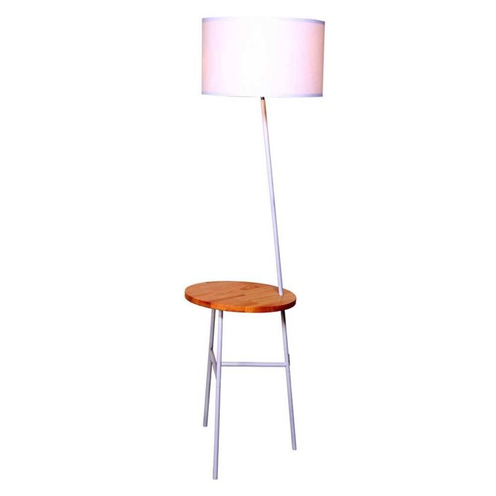 Beistelltisch mit Lampe in Weiß Skandi Design