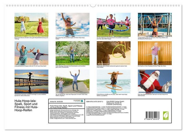 CALVENDO Wandkalender Hula-Hoop-lala: Spaß, Sport und Fitness mit Hula-Hoop-Reifen (Premium, hochwertiger DIN A2 Wandkalender 2023, Kunstdruck in Hochglanz)