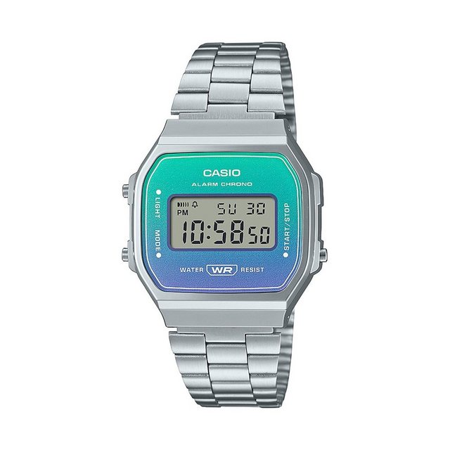 CASIO Chronograph Casio Uhr Unisex A168WER-2AEF Edelstahl türkis/blau