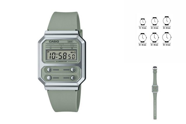 CASIO Quarzuhr Casio Armbanduhr Unisex-Uhr F100 TRIBUTE - SAGE GREEN Ø 40 mm Harz