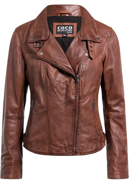 CBL Lederjacke Lederjacke im Biker-Look mit Reverskragen und Perforation