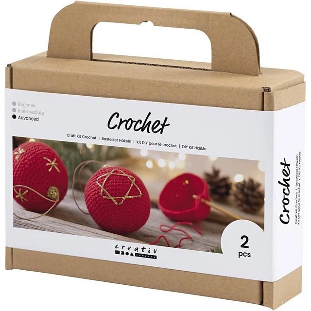 Creotime Bastelperlen Kreativset Weihnachtskugeln Häkeln, 2 Stück