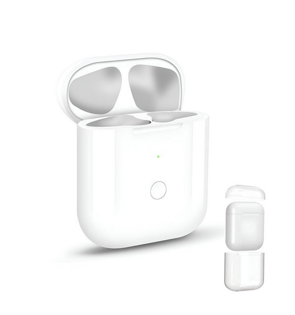 Cyoo Ladecase Kabelloses Ersatz für Apple AirPods 1 & 2 Hülle Transparent Induktions-Ladegerät (Set, 2-tlg., Qi-Kompatibilität, Wireless Ladeschale Lade Station, Qi-Standard kompatibel, Schnellladefunktion 5 min, Schutzhülle)