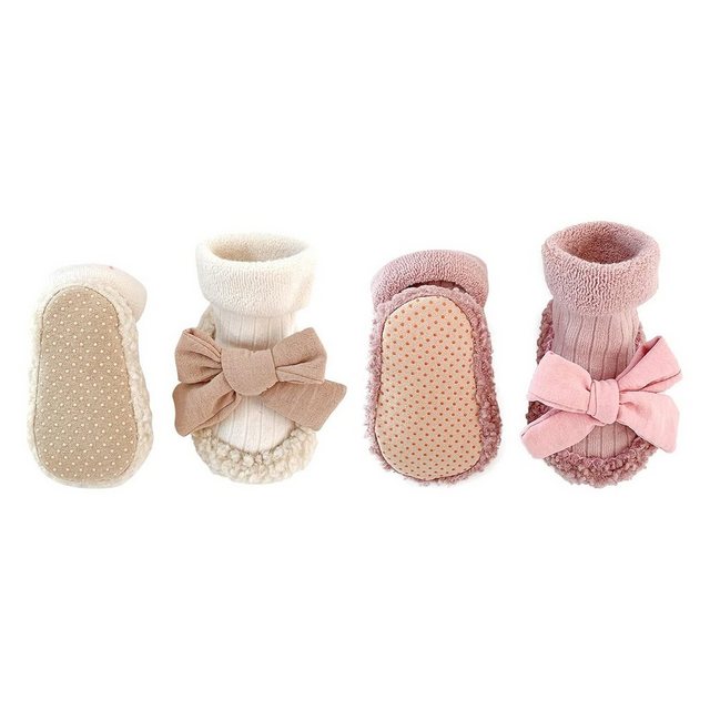 Daisred 2 Paar Baby Sockenschuhe Prinzessin Stricken Stoppersocken Lauflernschuh