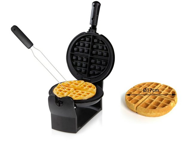 Domo Waffeleisen, 1000 W, zum drehen Belgische & Brüsseler Herzform Waffeln Doppel Wafflemaker