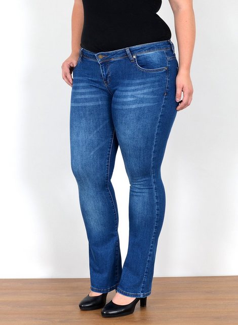 ESRA Bootcut-Jeans FB6 Damen Bootcut Jeans Hose Low Waist bis Übergröße, Jeans Bootcut Hose Damen Hüftjeans Schlaghose mit Stretch bis Plus Size, Flared Jeans mit weitem Beim und niedriger Leibhöhe bis Große Größen, Damen Schlagjeans Low Rise Bootcut Jeanshose weite Jeans 3 Knopf, Bootcut Jeans Damen mit 3 Knöpfen, Jeans Damen Jeans Hose Damen Hose, Damen Jeans Stretch Damen Jeans