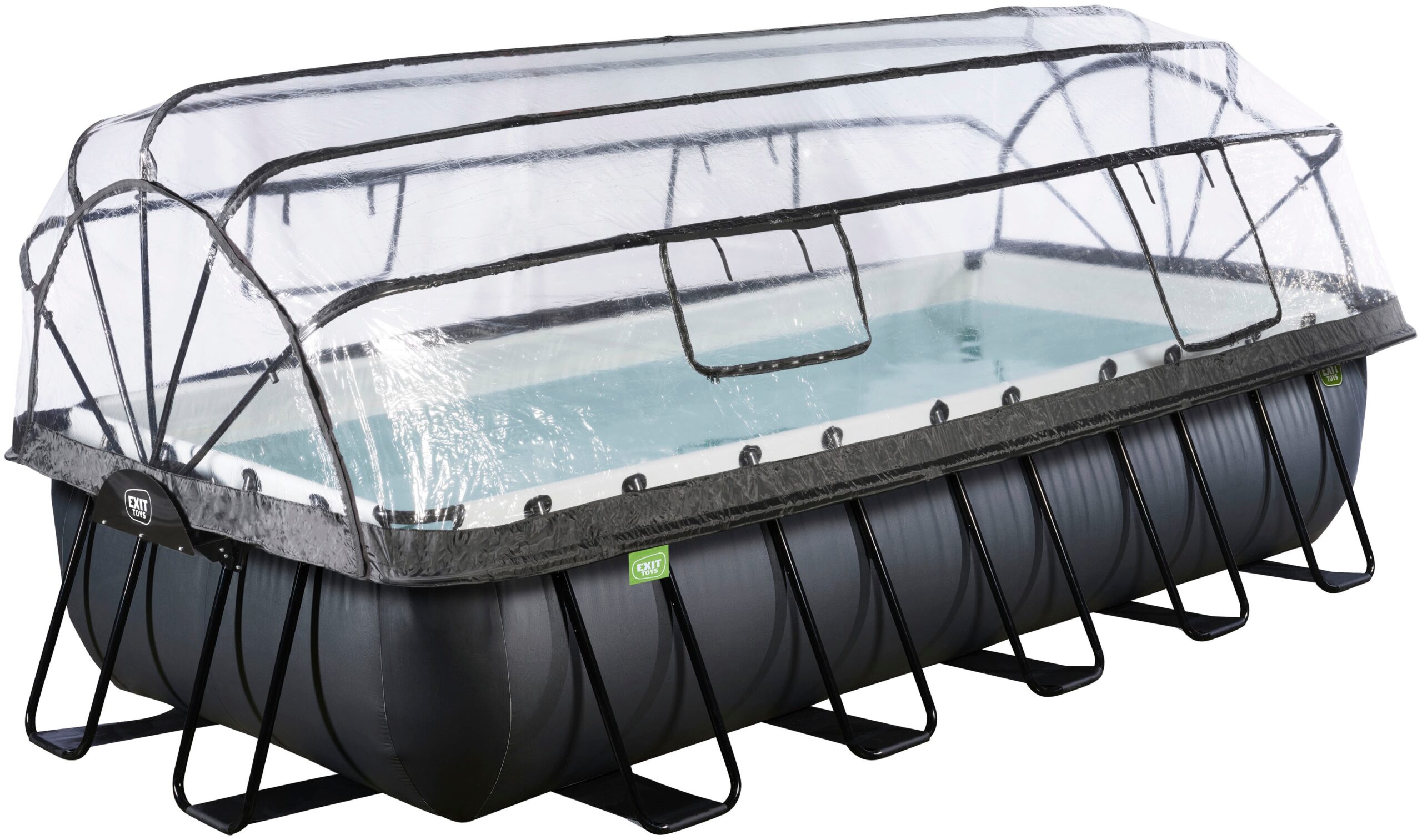 EXIT Framepool "Black Leather Pool 540x250x100cm", mit Sandfilterpumpe und Abdeckung - schwarz