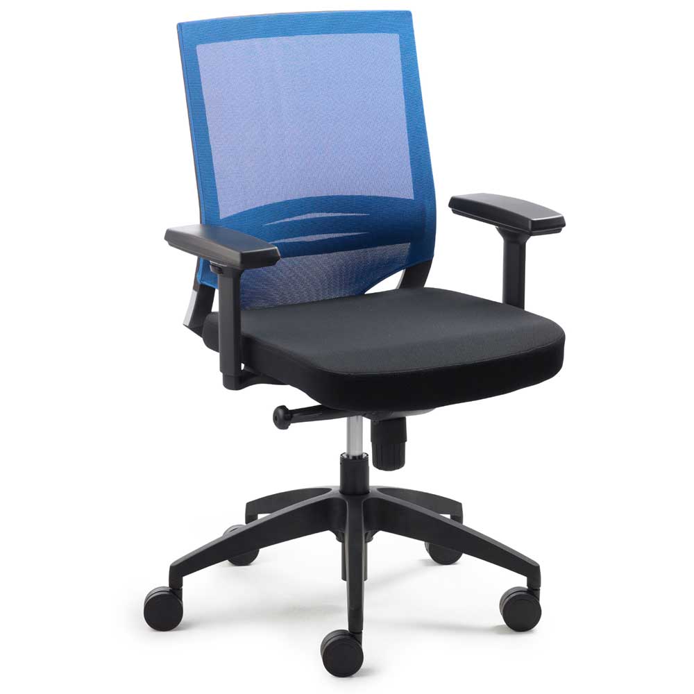 Ergonomischer Bürostuhl in Blau-Schwarz Armlehnen