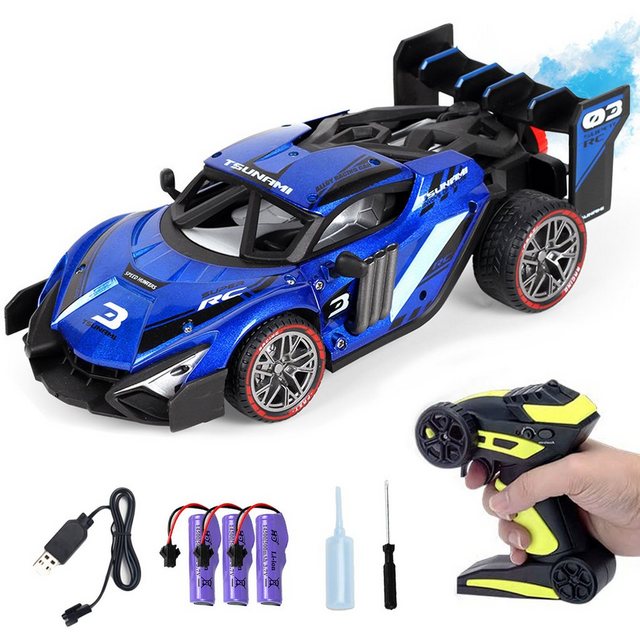 Esun RC-Auto Ferngesteuertes Auto ab 3 4 5 6 8 Jahre, RC Drift Car 1:16 (Komplettset), RC Auto Kinder mit Sprühnebel-LED-Leuchten