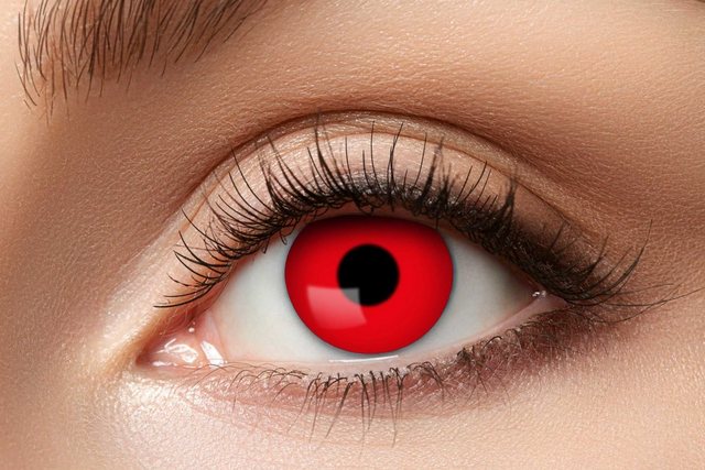 Eyecatcher Farblinsen Farbige red devil Kontaktlinsen. Rote Effektlinsen. Jahreslinsen., Teufel Kontaktlinse, Dämon Kontaktlinse