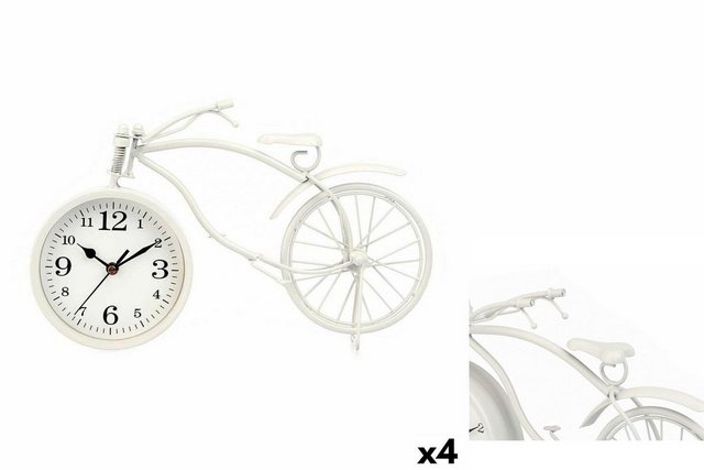 Gift Decor Uhr Tischuhr Fahrrad Weiß Metall 36 x 22 x 7 cm 4 Stück