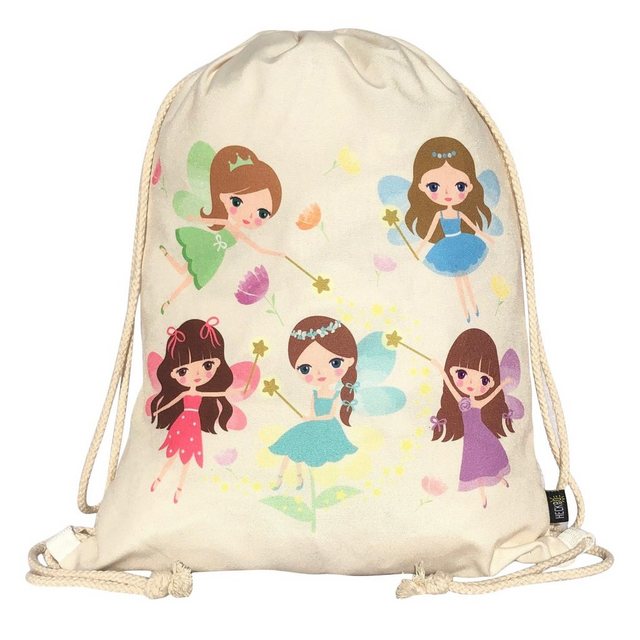 HECKBO Turnbeutel Kinder Mädchen Turnbeutel - mit magischem Fee Feen Motiv - 40x32cm - waschmaschinenfest - für Sport, Schule, Freizeit, Kindergarten, Reise, Ballett, Tanzen, Musikunterricht