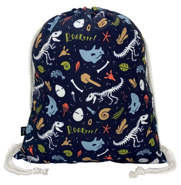 HECKBO Turnbeutel Turnbeutel Mädchen Junge - Dino Dinosaurier Motiv - 40x32cm - Kindergarten, Kita, Krippe - Rucksack, Beutel, Sporttasche, Sportbeutel, Kindergartenrucksack, Kinderrucksack, Stoffbeutel