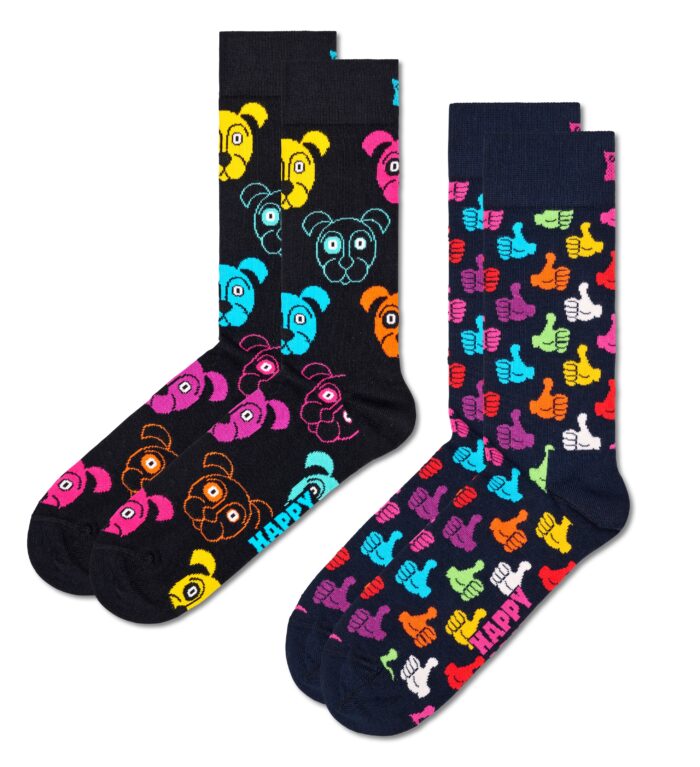 Happy Socks Socken "Classic Dog Socks", (Packung, 2 Paar), Dog & Thumbs Up Socks