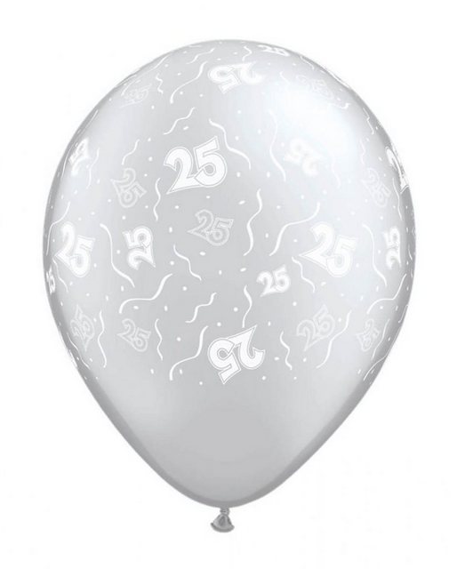 Horror-Shop Folienballon 5er Pack 25 Jahre Luftballons für Geburtstag & Sil