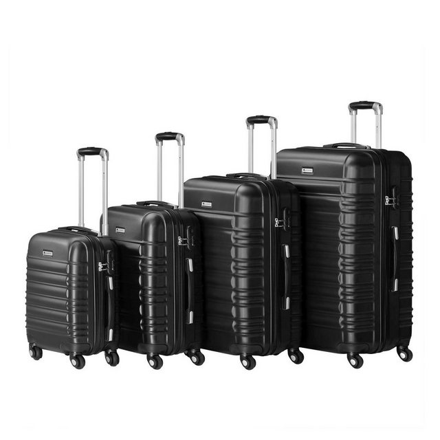 Juskys Trolleyset Rom, 4 Rollen, 4 Koffer, 360° Rollen, robuste Hartschale, mit Zahlenschloss