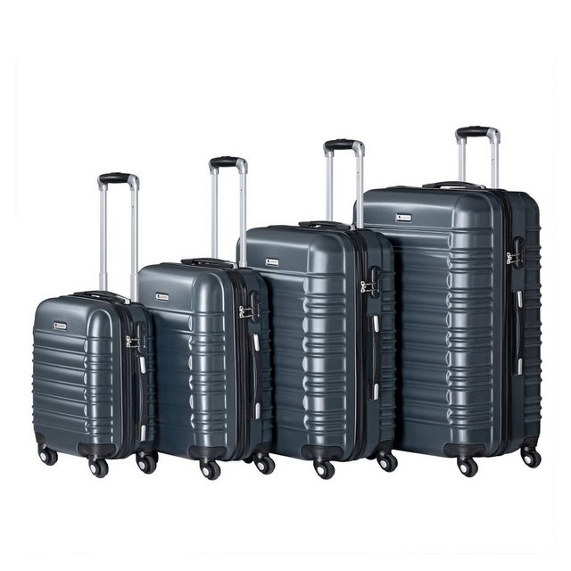 Juskys Trolleyset Rom, 4 Rollen, 4 Koffer, 360° Rollen, robuste Hartschale, mit Zahlenschloss