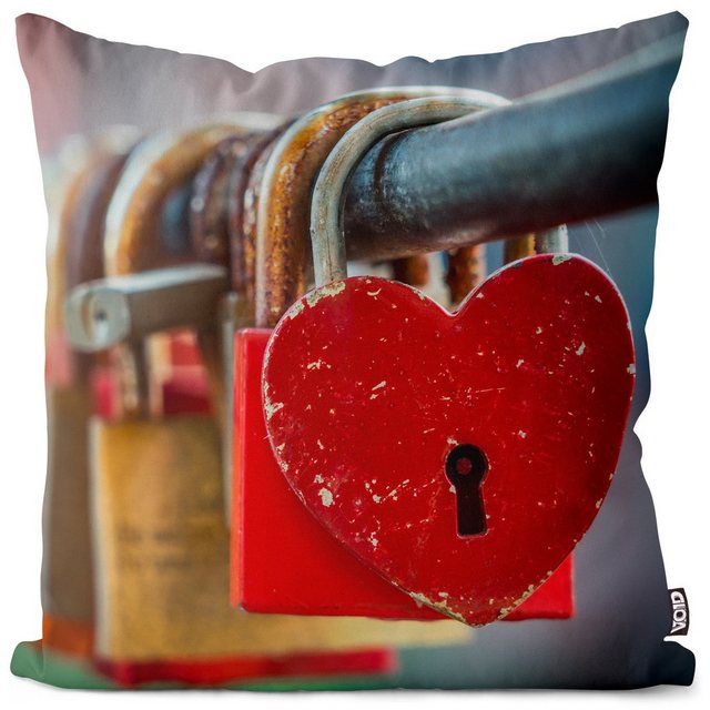 Kissenbezug, VOID (1 Stück), Sofa-Kissen Liebesschloss Fahrradschloss Vorhängeschloß Valentinsgeschenke Herzen Valentinstag Liebe Schatz Valentinsgeschenke Geschenke Mutte