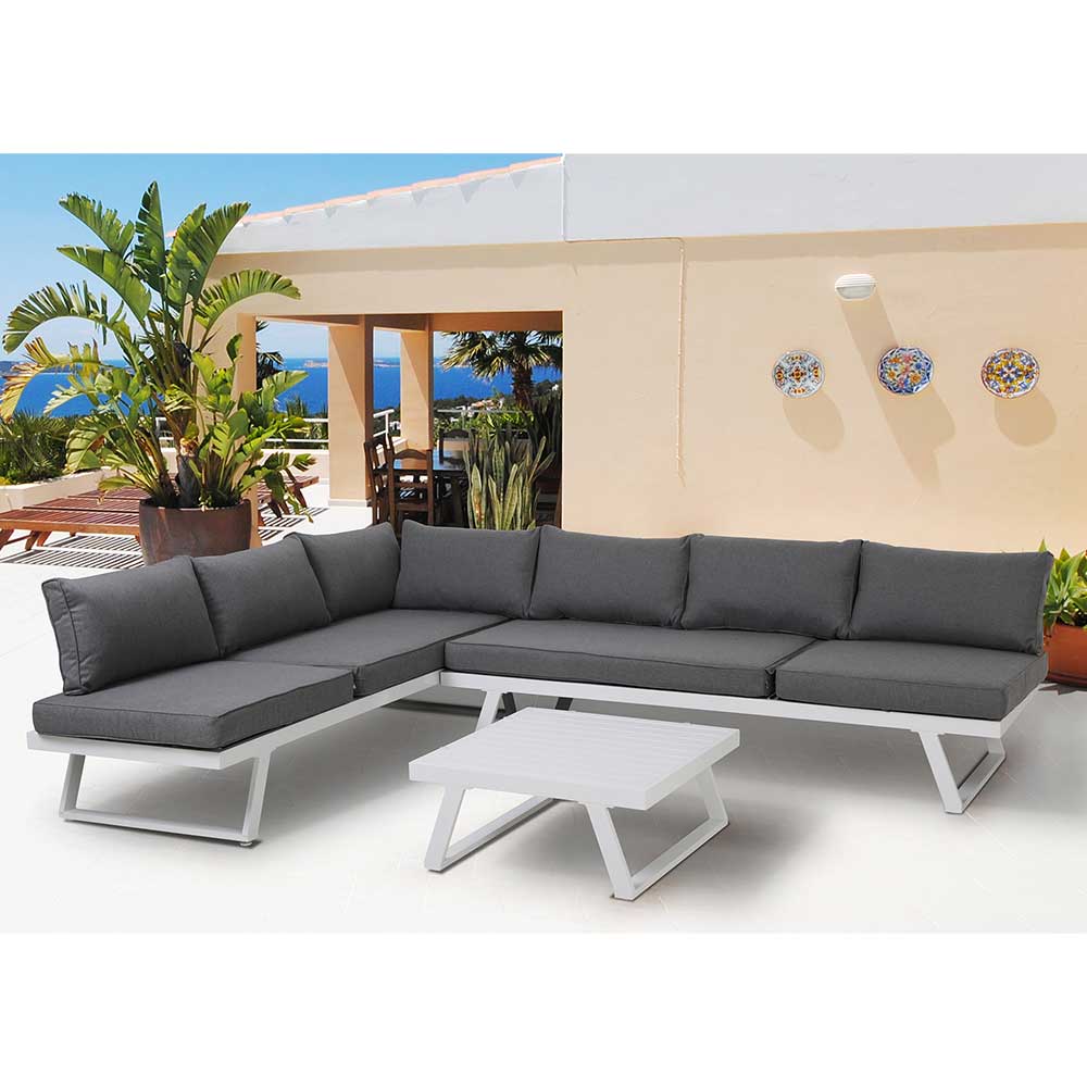 Lounge Gartenmöbel Set in Anthrazit und Grau 192 cm breit (zweiteilig)