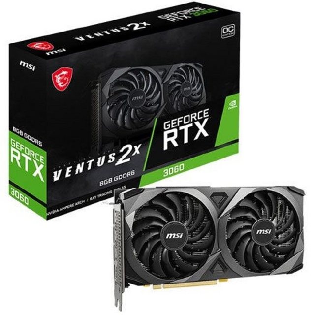 MSI GeForce RTX 3060 VENTUS 2X OC 8G Gaming Grafikkarte (8 GB, GDDR6, PCIe 4,0 - HDMI, 3 x DisplayPort)