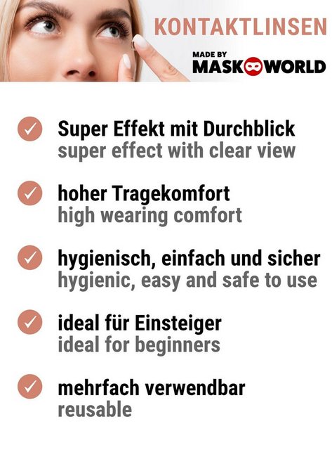 Maskworld Motivlinsen Dämon Teufel Jahreslinsen Kontaktlinsen, Motivlinsen ohne Sehstärke