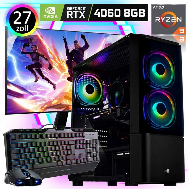 Meinpc EXO 5900X 4060 272K [Quantum] Gaming-PC-Komplettsystem (27,00", AMD Ryzen 9 5900X, Nvidia GeForce RTX 4060, 32 GB RAM, 1000 GB SSD, RGB, Windows 11 Pro, Gaming, Gamer)