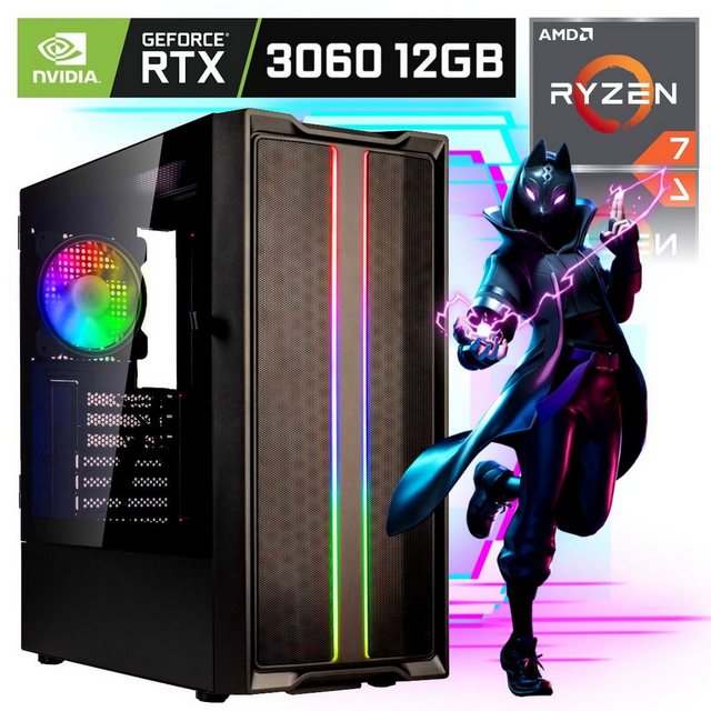 Meinpc Liquid 5700X RTX 3060 Gaming-PC (AMD Ryzen 7 5700X, Nvidia Geforce® RTX 3060 12GB, 32 GB RAM, 2000 GB HDD, 500 GB SSD, Wasserkühlung, Windows 11 Pro)