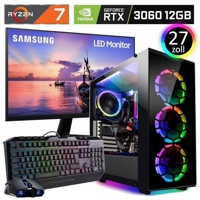 Meinpc Recon Set 5700X RTX [OBS] Gaming-PC-Komplettsystem (27,00", AMD Ryzen 7 5700X, Nvidia GeForce RTX 3060 12GB, 32 GB RAM, 2000 GB HDD, 500 GB SSD, Windows 11 Pro)