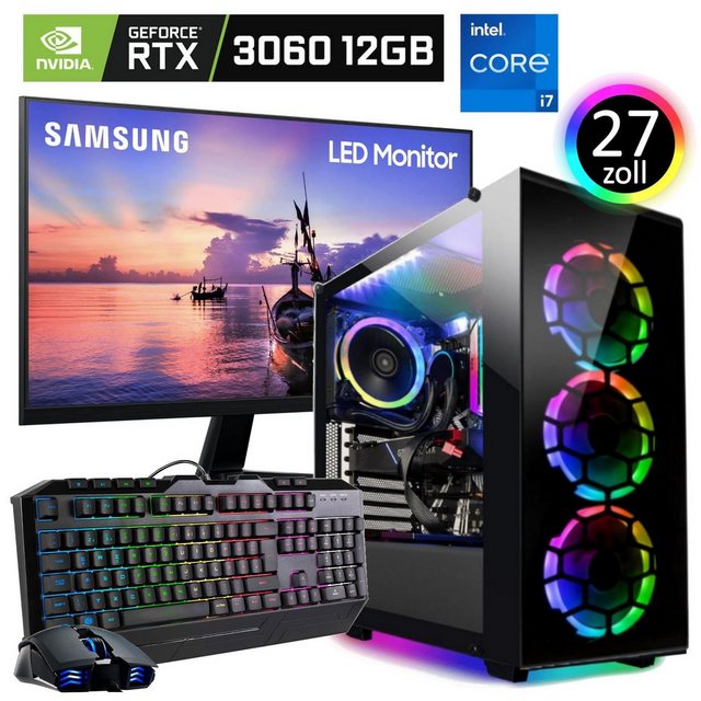 Meinpc Set i7 RTX 3060 Gaming-PC-Komplettsystem (27,00", Intel Core i7 11700, Nvidia Geforce® RTX 3060 12GB, 32 GB RAM, 512 GB SSD)