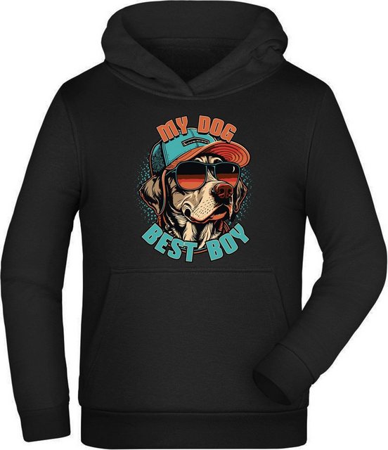 MyDesign24 Hoodie Kinder Kapuzen Sweatshirt Hunde Hoodie Cooler Hundekopf mit Cap Kapuzensweater mit Aufdruck, i225