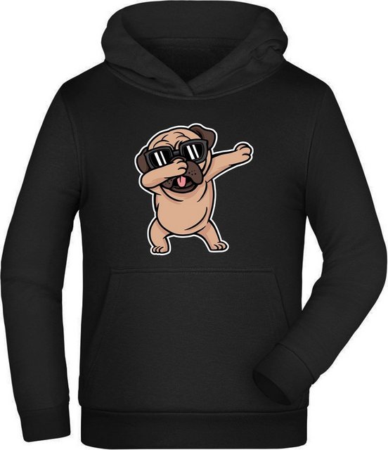 MyDesign24 Hoodie Kinder Kapuzen Sweatshirt Hunde Hoodie dab tanzender Hund Kapuzensweater mit Aufdruck, i238