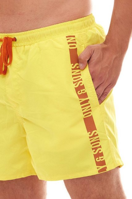 ONLY & SONS Stoffhose ONLY & SONS Herren Bade-Hose Schwimm-Shorts Ted Swim Print Badehose Gelb