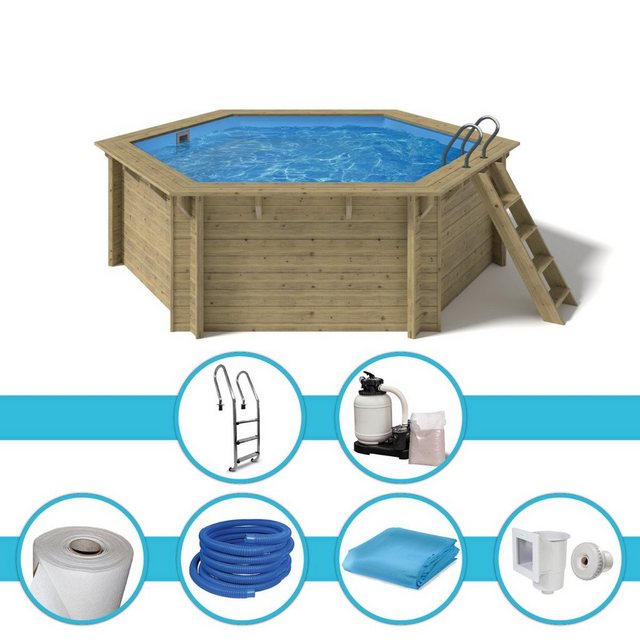 Paradies Pool Pool, Holzpool Lani 421x118cm, Folie blau 0,8mm