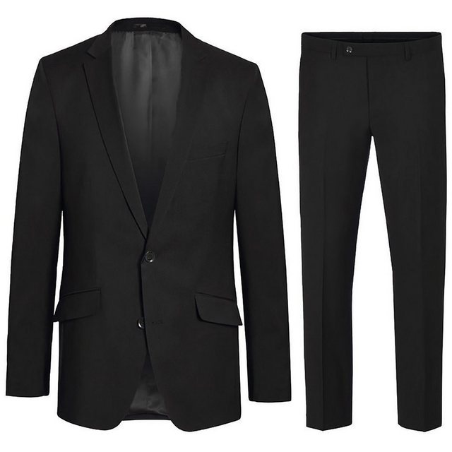 Paul Malone Anzug Herren Anzug modern Businessanzug regular fit (Set, 2-tlg., Sakko mit Hose) 100% Schurwolle schwarz HA16