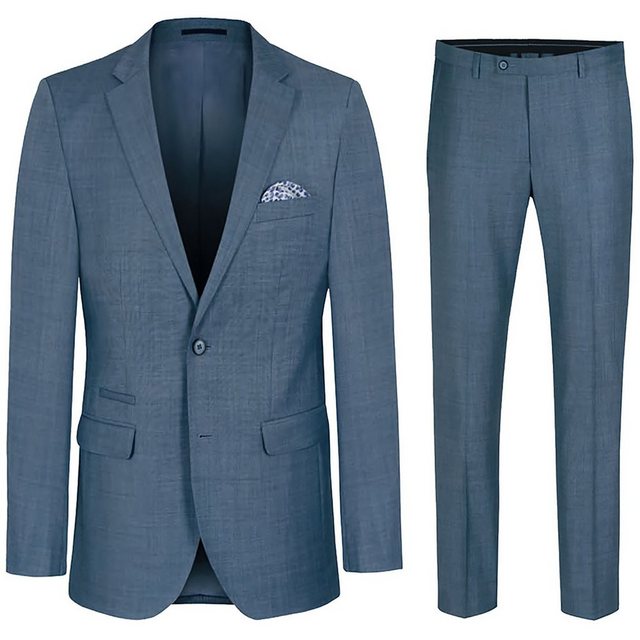 Paul Malone Anzug Herrenanzug modern slim fit Herren Anzug - AMF-Naht (Set, 2-tlg., Sakko mit Hose) blau grau HA44