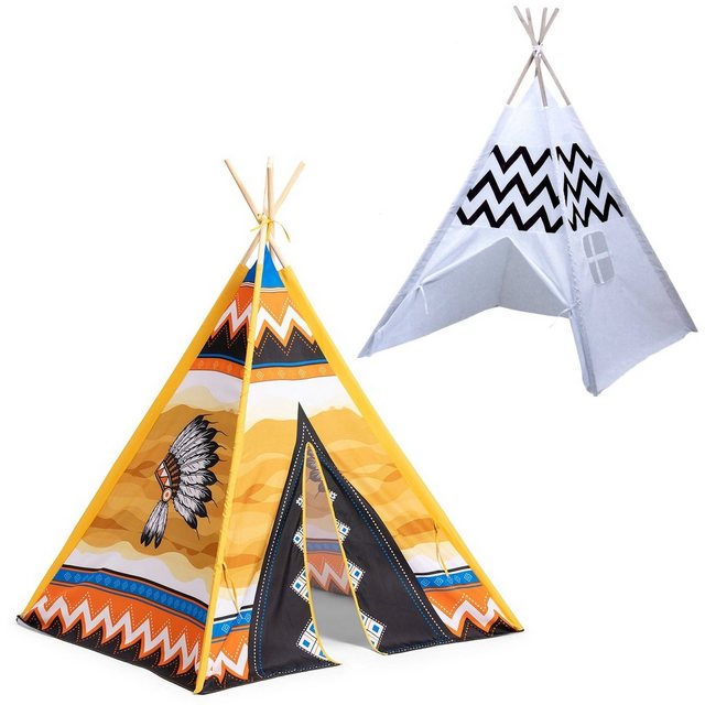 Play Fun Spielzelt Kinder Tipi Zelt (Kinderzelt) in zwei Ausführungen Wigwam bunt oder schwarz -weiß