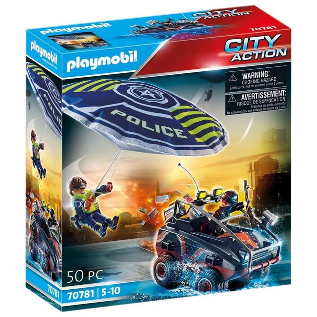 Playmobil® Spielwelt PLAYMOBIL® 70781 - City Action - Polizei-Fallschirm: Verfolgung des Amphibien-Fahrzeugs