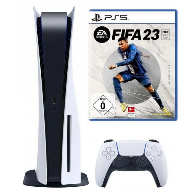 Playstation Playstation 5 Konsole Disk Laufwerk + FIFA 23 PS5 Spiele-CD, Blu-ray Disc Version - Playstation Bundle Set