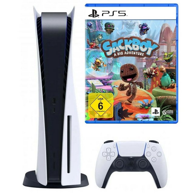 Playstation Playstation 5 Konsole Disk Laufwerk + Sackboy: A Big Adventure PS5, Blu-ray Disc Version - Playstation Bundle Set