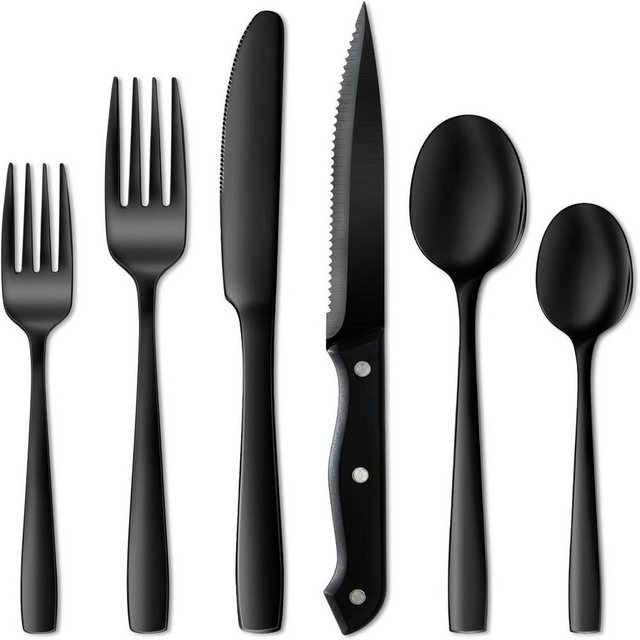 Rnemitery Besteck-Set 24 teilig Besteck Set für 4 Personen, Besteck Set mit Steakmessern