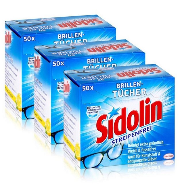 SIDOLIN 3x Sidolin Brillen Putztücher 50 stk. Tücher Reinigungstücher